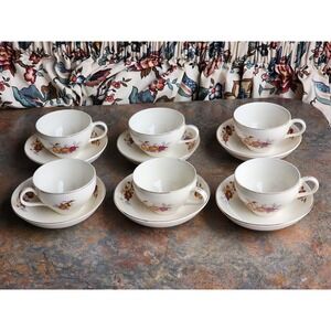 Royal Taunton Japan - Autumn Fruit - 6 Cups & Saucers
